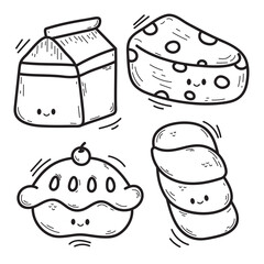 Vector illustration coloring simple cartoons. outline black and white, icon