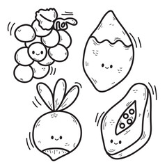 Vector illustration coloring simple cartoons. outline black and white, icon