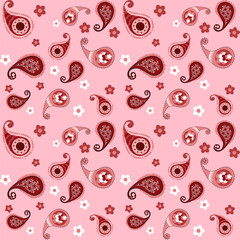 Pastel Red Paisley Bliss - Seamless Pattern Delight
