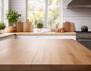 Kitchen background top counter interior wood blur home wooden empty room light white