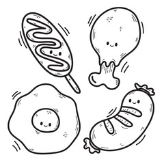 Vector illustration coloring simple cartoons. outline black and white, icon