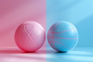 3d graphic of two basketballs on colorful background