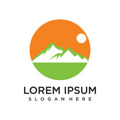 Symbol simple Mountain Logo with line art style Illustration logo design