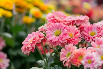 Obraz premium Close Up Of Pink Flowers In A Garden