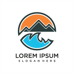 Symbol simple Mountain Logo with line art style Illustration logo design