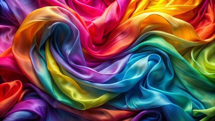 Rainbow Silk Fabric Swirls, Abstract, Texture, Gradient, Colorful