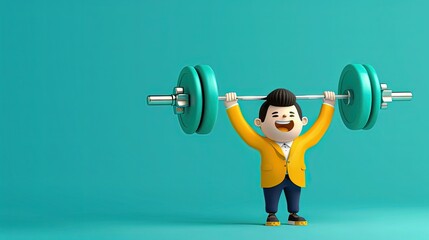 Obraz premium Salaryman lifting debt barbell, flat design illustration