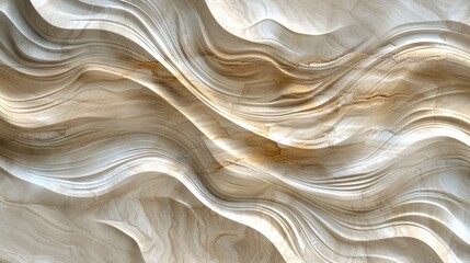 Obraz premium Light and dark wavy marble background featuring elegant curves in a soothing light beige hue. Ideal for websites, print, and social media projects with a touch of style and luxury.