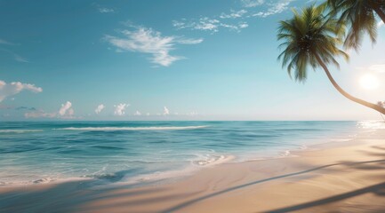 Fototapeta premium Palm Tree Beach at Sunset