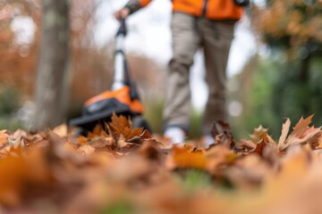 Obraz premium Person Walking Through Autumn Leaves