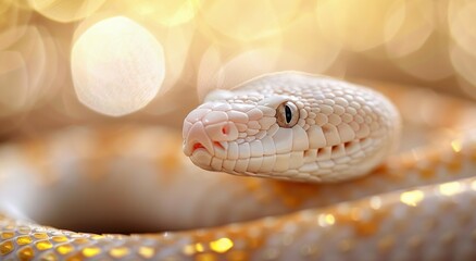 Fototapeta premium Snake Portrait With Golden Bokeh