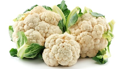 Fresh cauliflower isolated on white background.