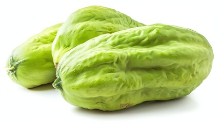 Fototapeta premium This is an image of a chayote squash. It has a light green color and a bumpy texture.