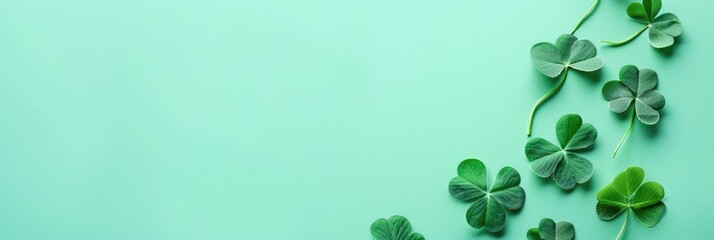 St Paddy Celebration: Green Clover on Light Background for Happy Saint Patricks Day