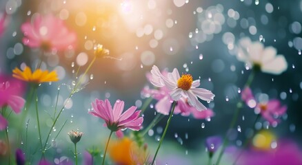 Flowers Blooming In The Rain
