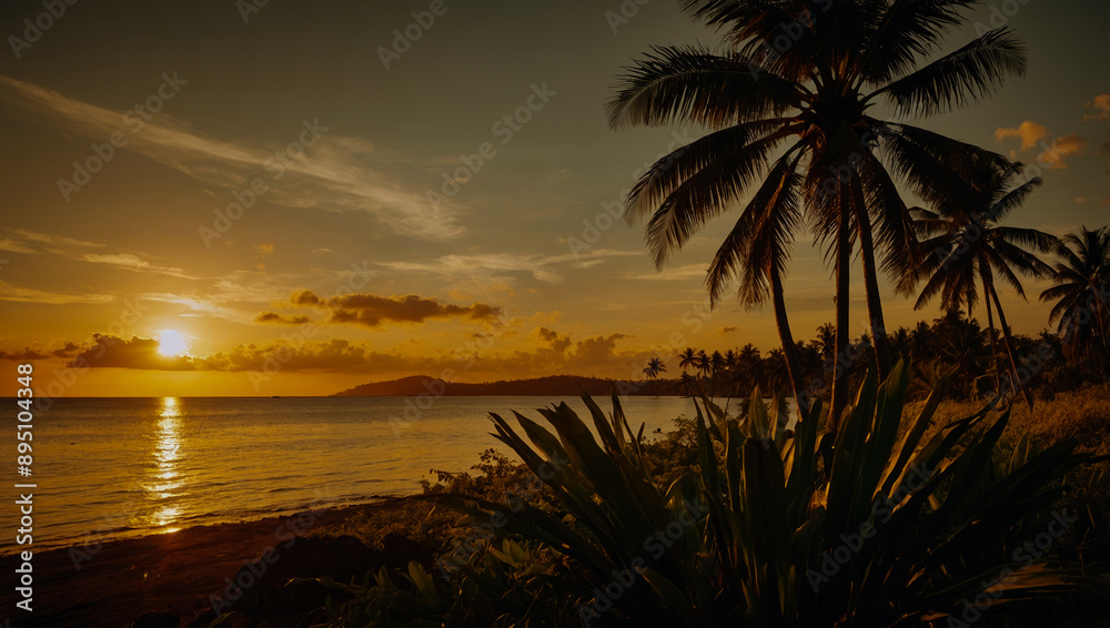 Wall mural Enchanting sunset on Palm Beach