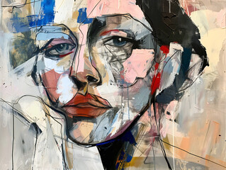 Abstract portraiture with background illustration