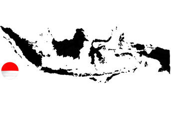 indonesia map silhouette with transparent background and country flag