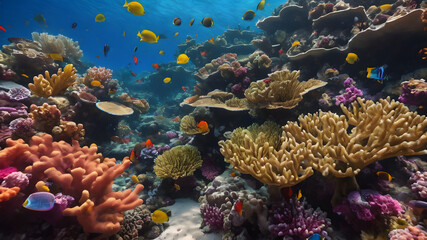 Naklejka premium Close-up of a coral reef with vibrant colors. Generative AI