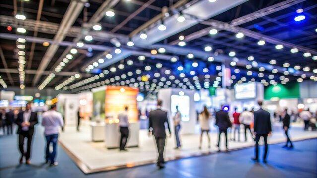 Blurred Lights and Silhouettes at a Trade Show, trade show , event , conference , business