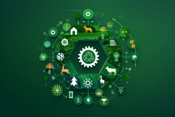 An innovative green technology ecosystem supports sustainable development by focusing on renewable energy, environmental preservation, wildlife conservation, and emissions reduction