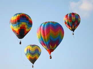 Fototapeta premium Colorful Hot Air Balloons Soaring in the Blue Sky