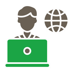 Remote Male Worker Glyph Two Color Icon