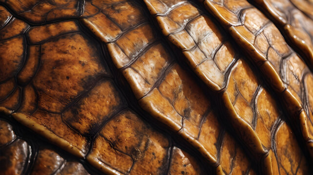 Close-up of a turtle shell texture with detailed patterns. Generative AI