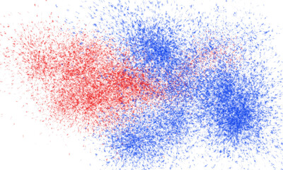 Red and blue confetti splatter overlay