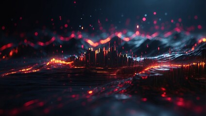 Vibrant soundwave visualization on dark backdrop for striking and captivating visual impact.