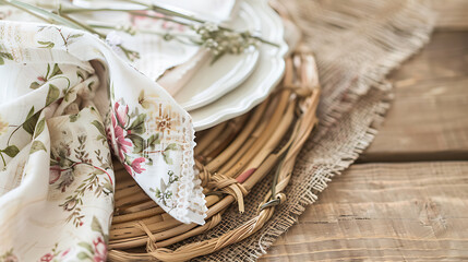 Cottagecore Napkin Holder Floral Design Mockup ,copyspace