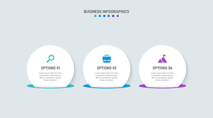 Horizontal progress bar featuring 3 arrow-shaped elements, symbolizing three six stages of business strategy and progression. Clean timeline infographic design template. Vector for presentation