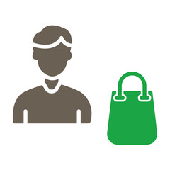 Man Shopping Glyph Two Color Icon