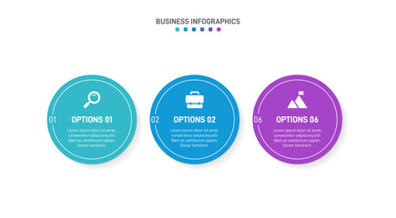 Horizontal progress bar featuring 3 arrow-shaped elements, symbolizing three six stages of business strategy and progression. Clean timeline infographic design template. Vector for presentation