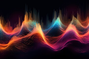Fototapeta premium Abstract colorful data visualization background with electronic waves