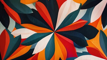 A geometric take on abstract petals with sharp angles and bold colors creating a modern and edgy pattern.