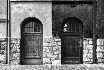 choice between two alternatives. Two different doors.