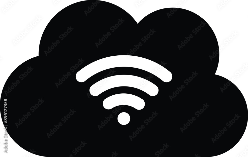 Poster cloud wifi icon isolated on white background . server network connection icon vector
