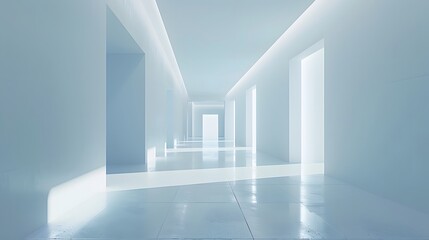 Obraz premium Futuristic minimalistic clean light Architecture background, Futuristic Living Space