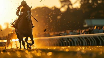 Picture of a horse and jockey in the middle of a race
