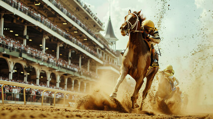Horse racing at the kentucky derby portrait