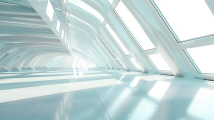 Obraz premium Futuristic minimalistic clean light Architecture background, Futuristic Living Space