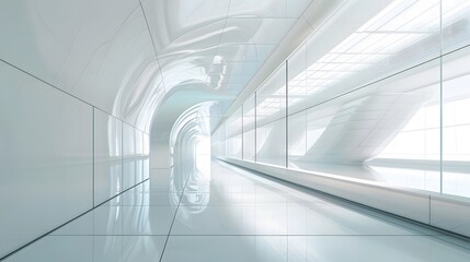 Obraz premium Futuristic minimalistic clean light Architecture background, Futuristic Living Space