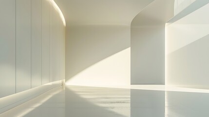 Obraz premium Futuristic minimalistic clean light Architecture background, Futuristic Living Space