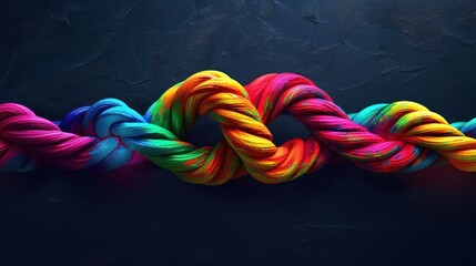 Colorful ropes form infinity on a dark background