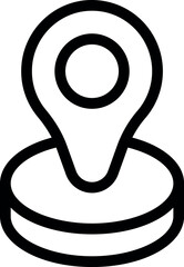 Simple black icon of a location pin pointing on a round platform