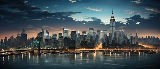 Fototapeta premium New York City Skyline at Dusk