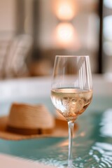 Glass of Wine by the Pool