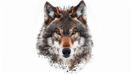 Fototapeta premium Wolf's face on white background