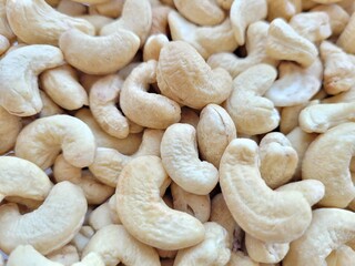 Big pile of cashew nuts.